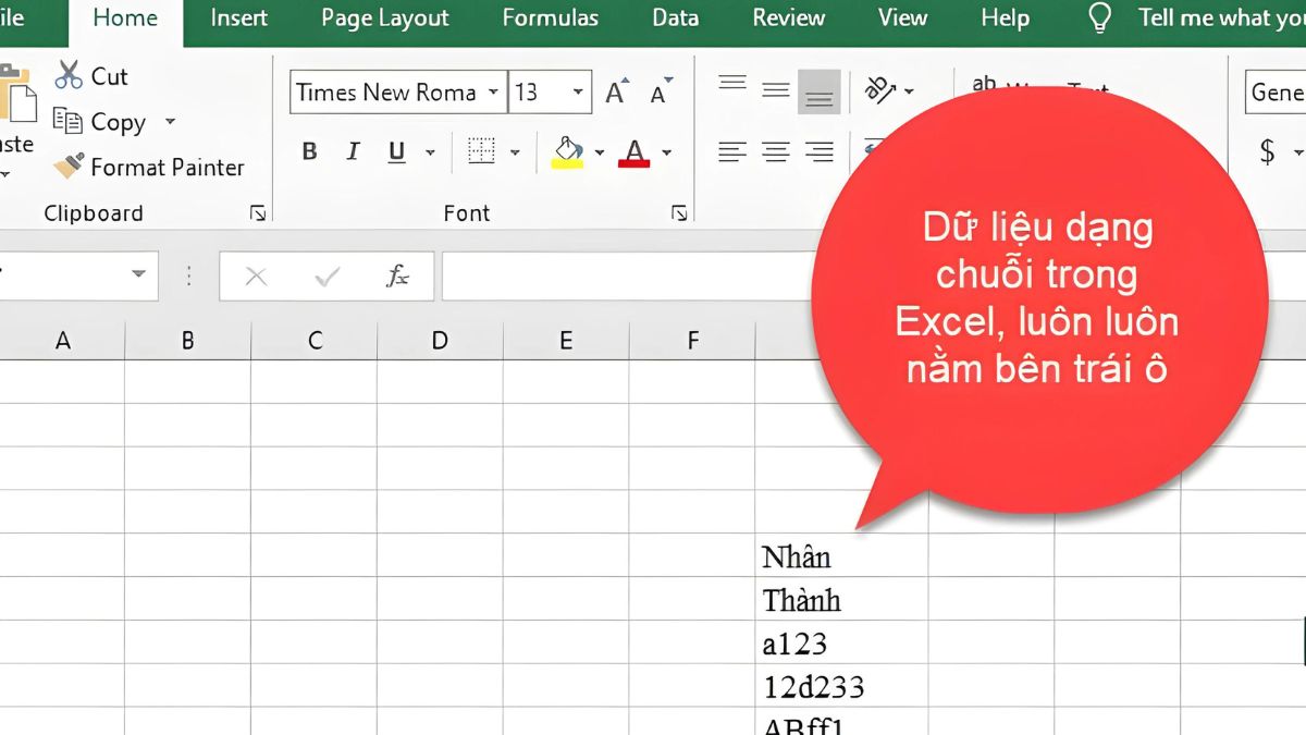 Các kiểu dữ liệu thông dụng của Excel là gì?