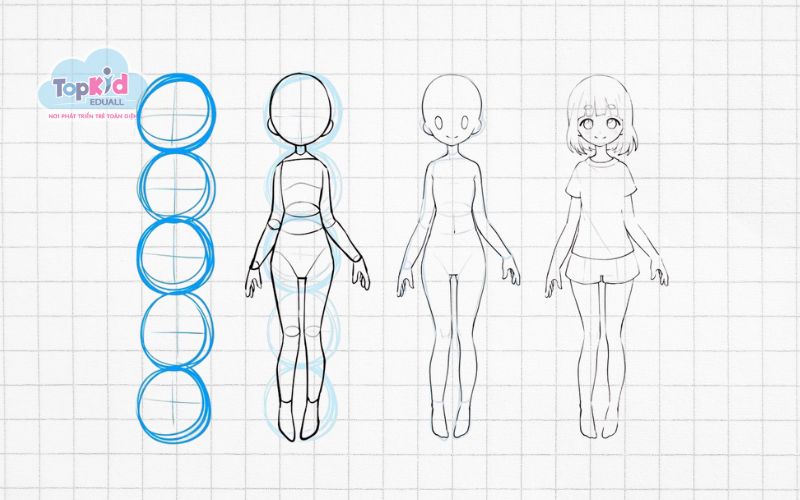 Bước 4 - Vẽ thân người và tay chân
