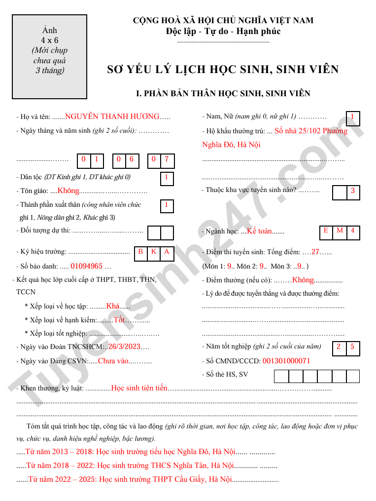 Huong dan dien so yeu ly lich hoc sinh, sinh vien 2025 - Chi tiet