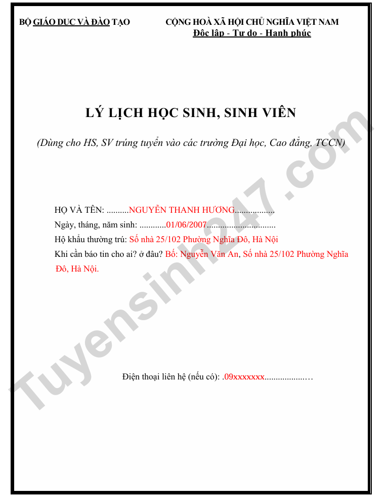 Huong dan dien so yeu ly lich hoc sinh, sinh vien 2025 - Chi tiet