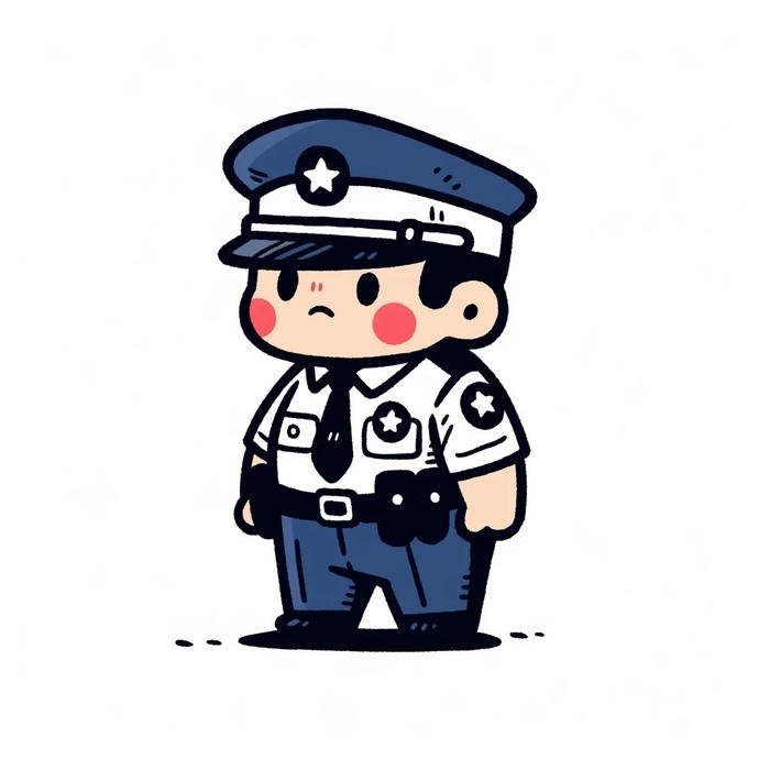 Hình ảnh công an chibi dáng người tròn vo ngộ nghĩnh