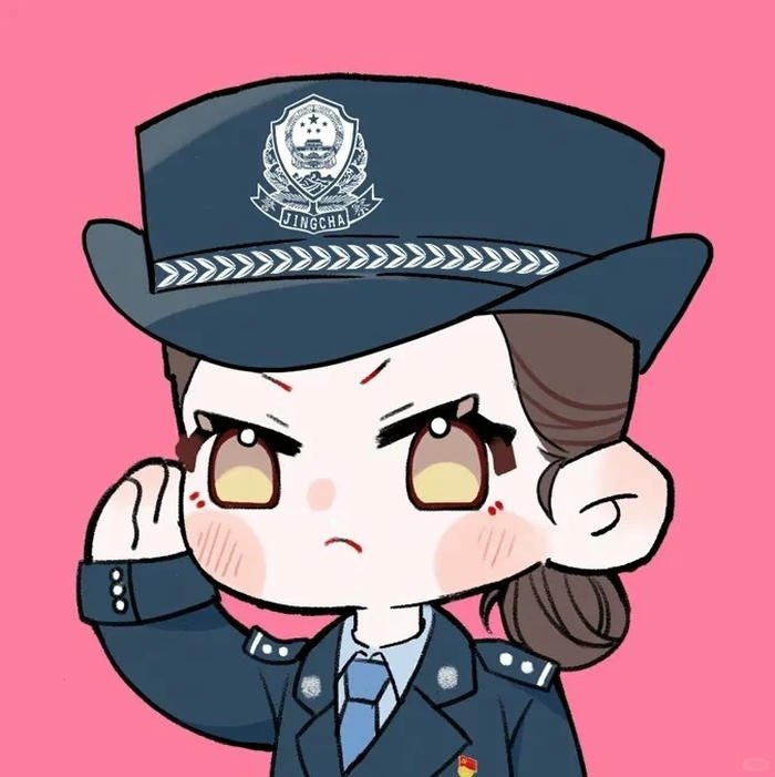 Hình nền công an chibi nữ chào kiểu nghiêm túc hồng