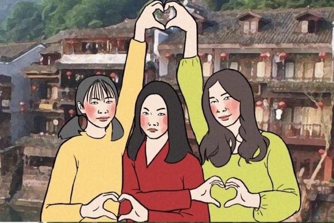 Tình chị em thân thiết thể hiện qua bức ảnh này đây - Nguồn ảnh: Internet