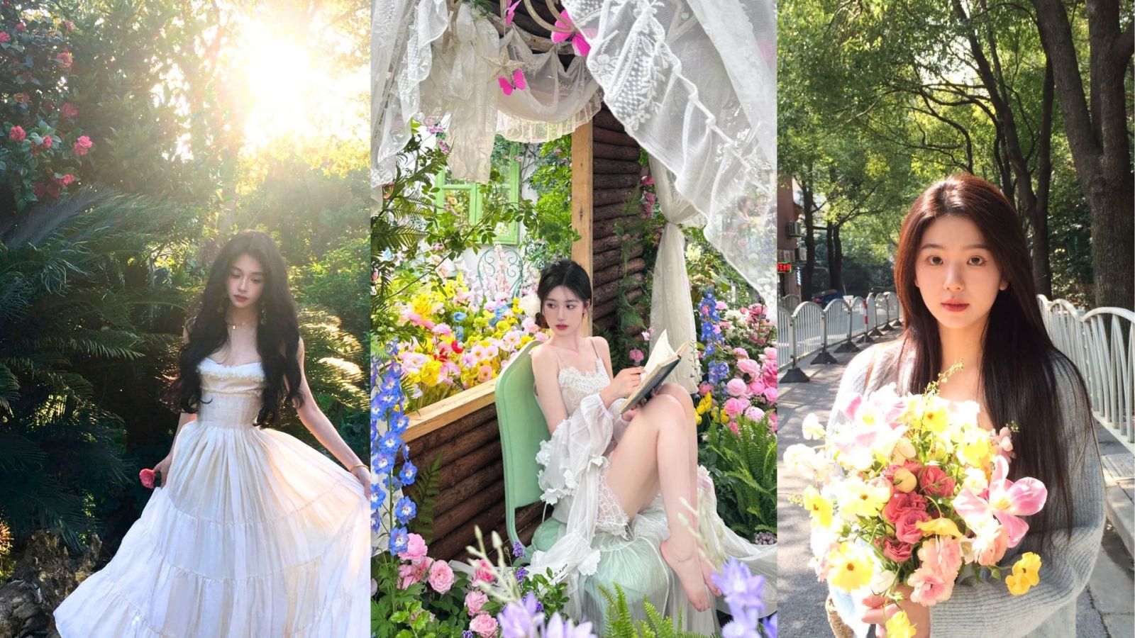 chụp ảnh với hoa ngược nắng