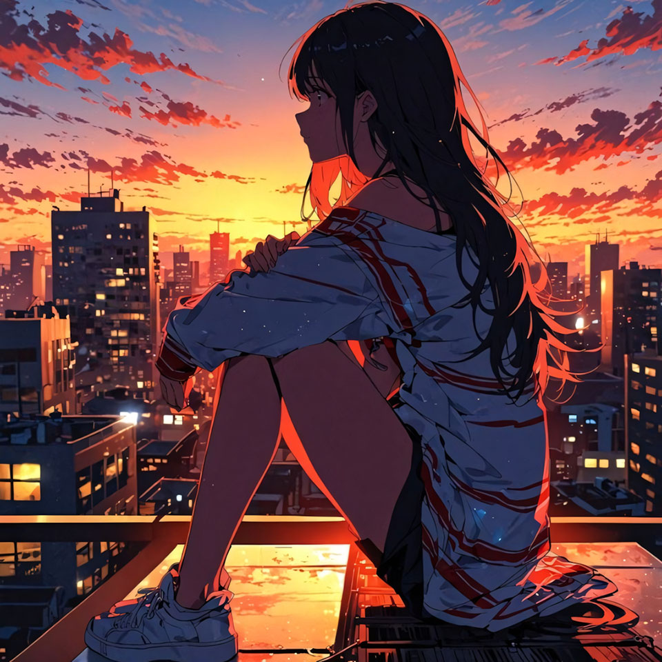 Avatar anh co gai buon quay lung anime 960px 960px avatar 18