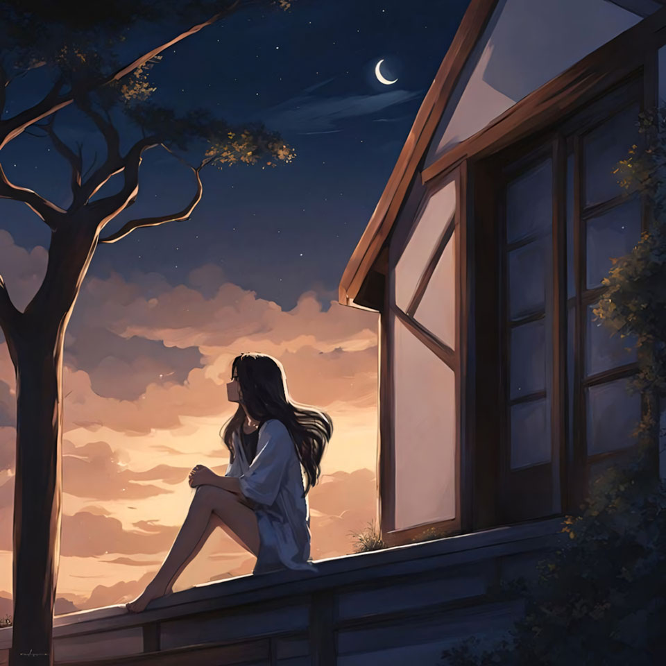 Avatar anh co gai buon quay lung anime 960px 960px avatar 42