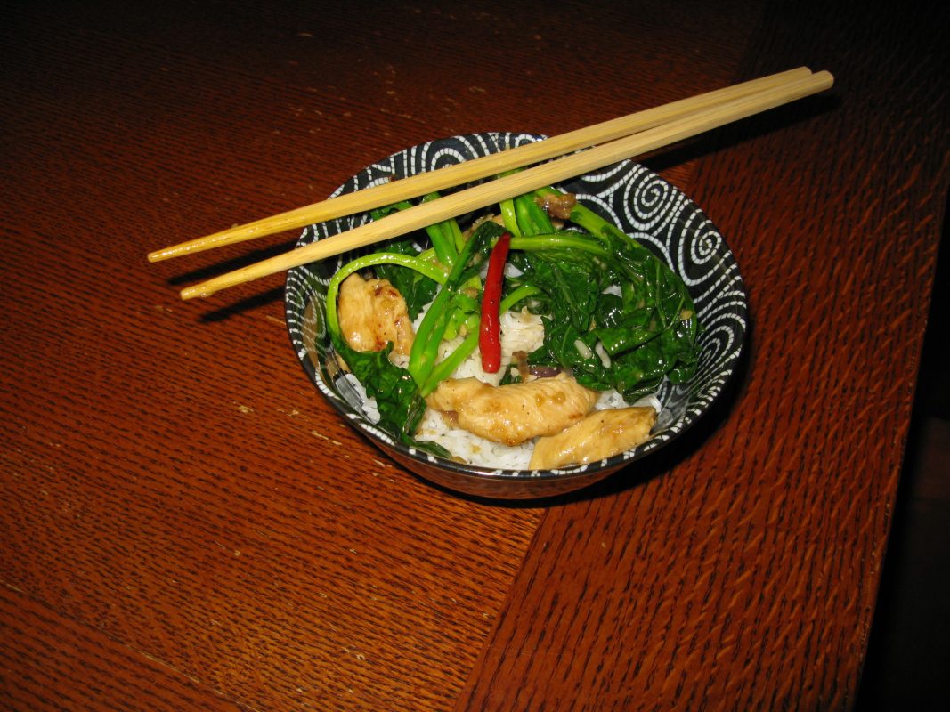 Tigers & Strawberries &raquo; Baby Gai Lan With Chicken and Chilies
