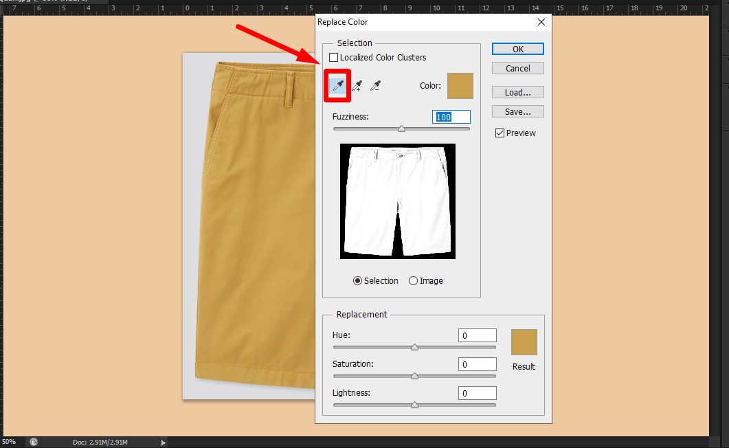 Dùng tính năng Replace Color để để đổi màu trong Photoshop bước 3