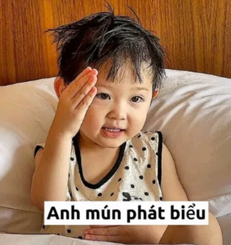 Meme giơ tay hình học sinh chăm ngoan