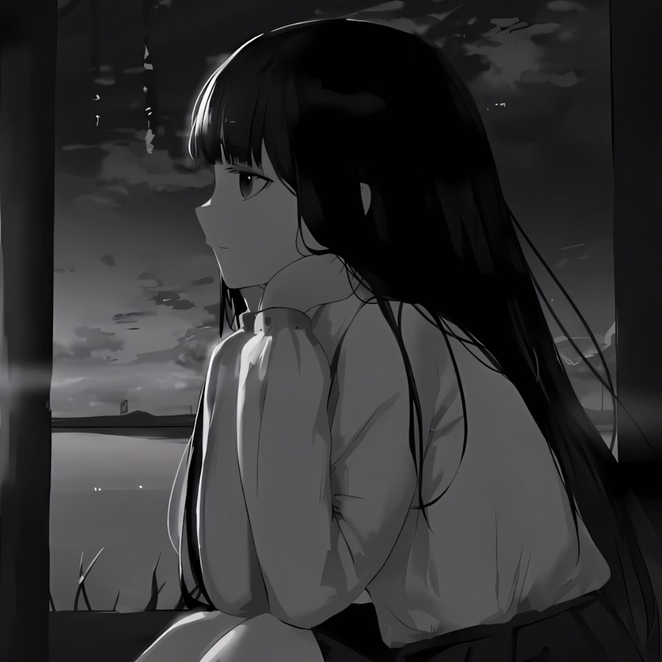 anh anime trang den buon 960px 960px avatar 1