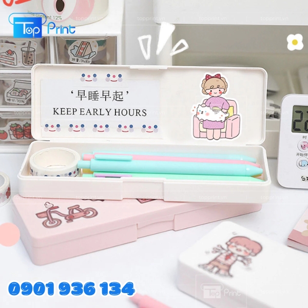 Sticker cô gái cute làm mood tracker - In trên decal trong