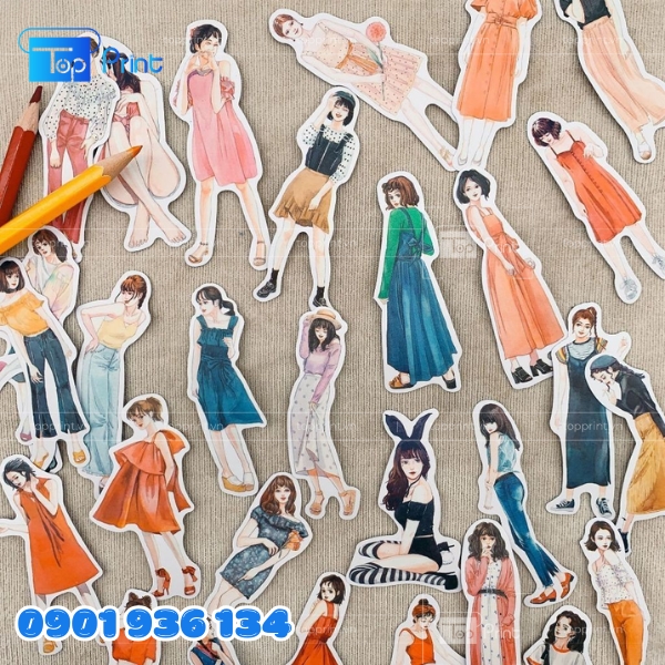 Sticker cô gái cute phong cách Hàn - In chất lượng cao