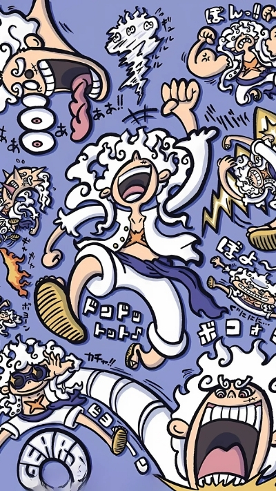 Ảnh nền Luffy Gear 5 chibi siêu đẹp