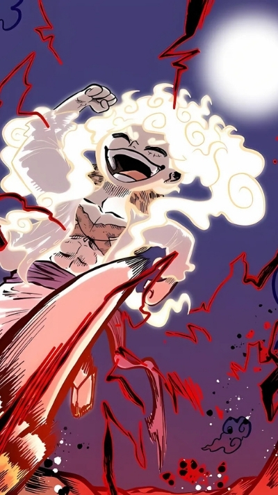 Ảnh nền Luffy Gear 5 chibi hoành tráng