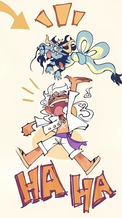 Wallpaper Luffy Gear 5 chibi đáng yêu