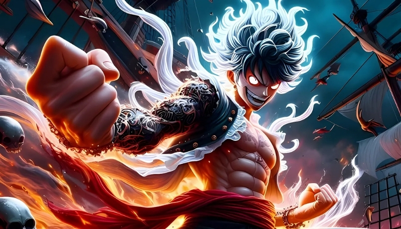 Ảnh nền Luffy Gear 5 ngầu 3D đẹp