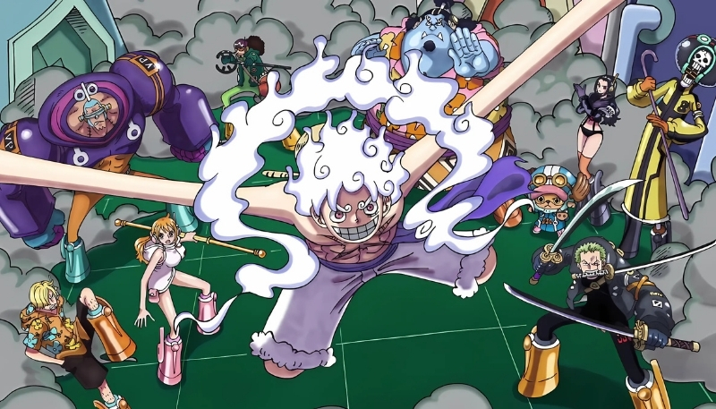 Wallpaper Luffy Gear 5 và đồng đội Full HD