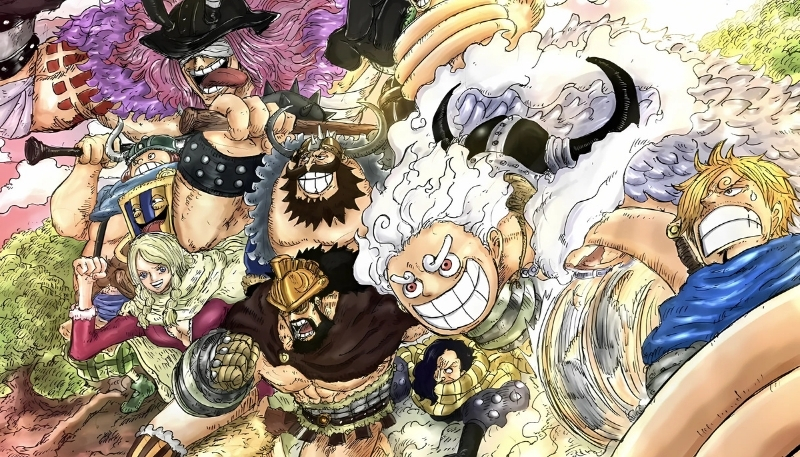 Hình ảnh Luffy Gear 5 và đồng đội đẹp cho máy tính