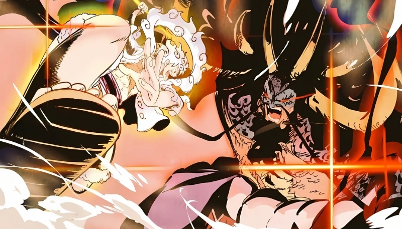 Hình nền Gear 5 Luffy chiến đấu với Kaido siêu ngầu