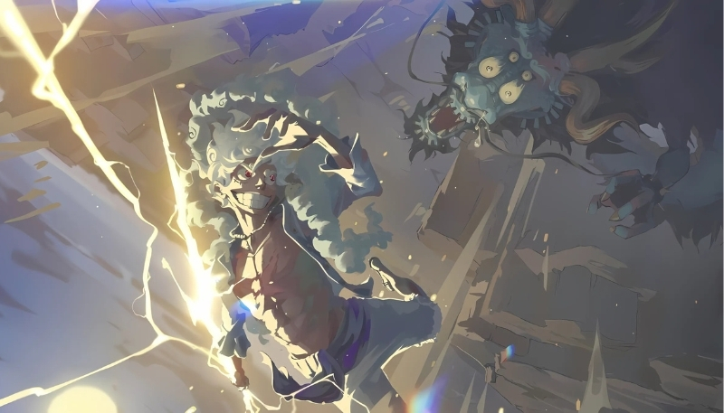 Hình ảnh Gear 5 Luffy chiến đấu với Kaido cực đẹp