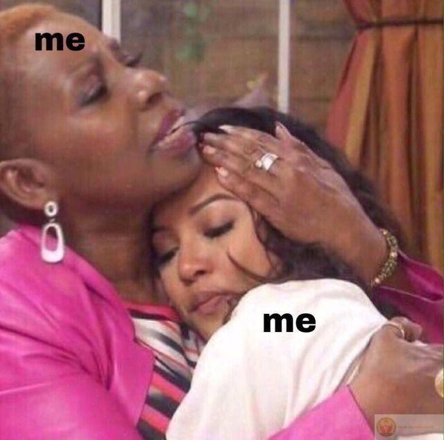 Một bức meme ôm thường được dùng để xoa dịu căng thẳng