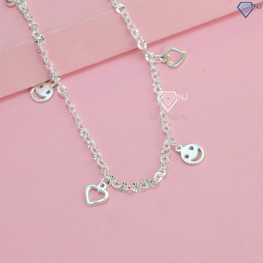 Lắc chân bạc nữ hình mặt cười dễ thương LCN0091