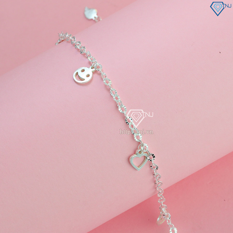 Lắc chân bạc nữ hình mặt cười dễ thương LCN0091