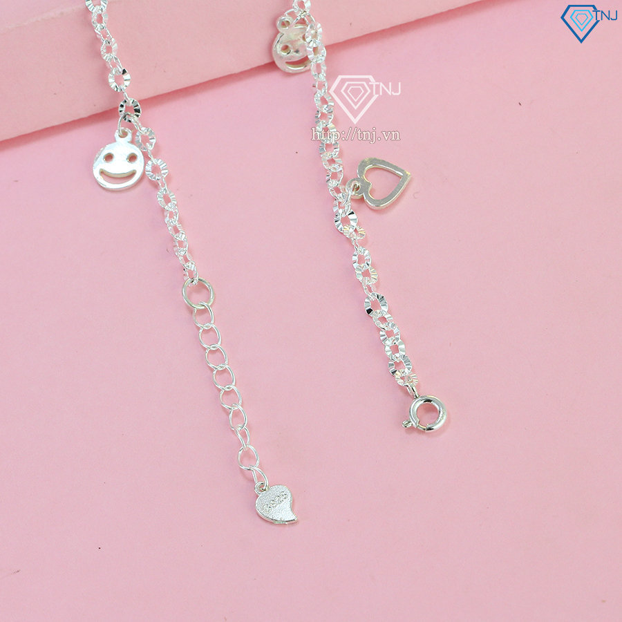 Lắc chân bạc nữ hình mặt cười dễ thương LCN0091