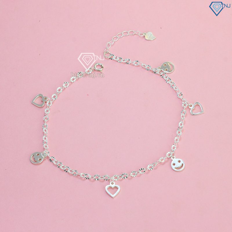 Lắc chân bạc nữ hình mặt cười dễ thương LCN0091