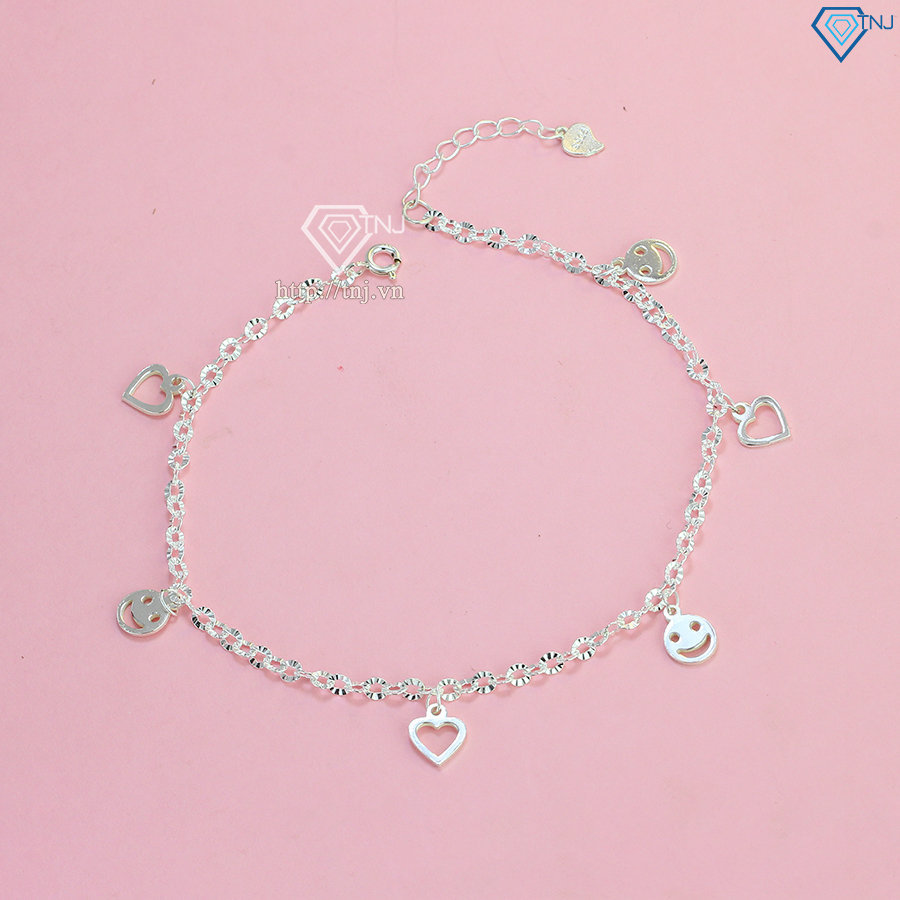 Lắc chân bạc nữ hình mặt cười dễ thương LCN0091