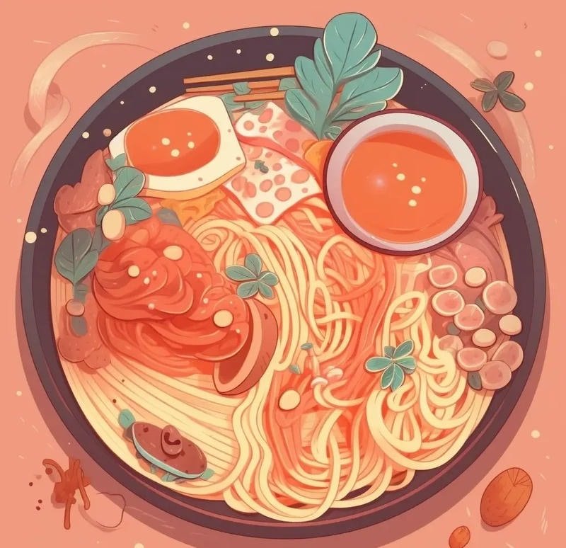 Anime đồ ăn nhật với hộp cơm bento cute