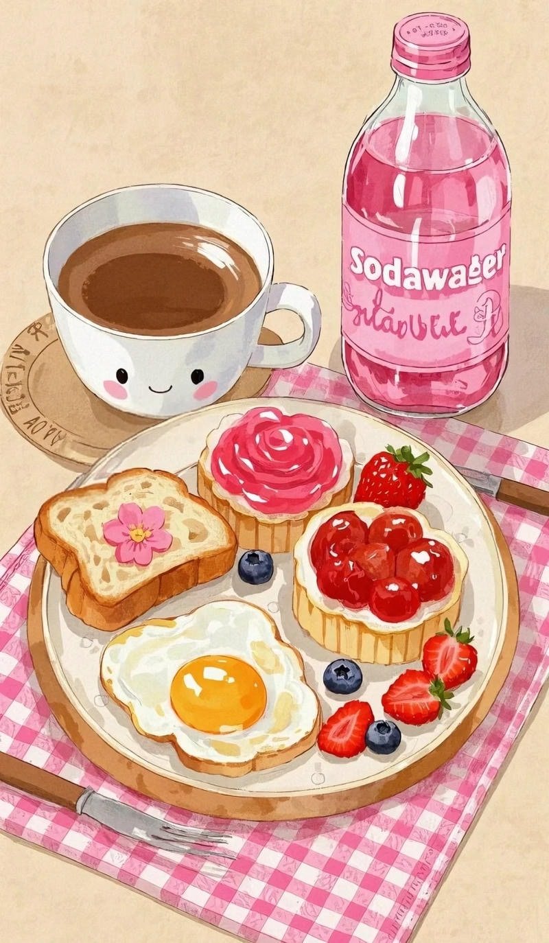 Cảnh ăn uống anime với không gian ấm cúng