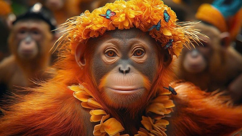 Khỉ 3D 4K với ánh sáng nổi khối, phù hợp màn hình 3840x2160