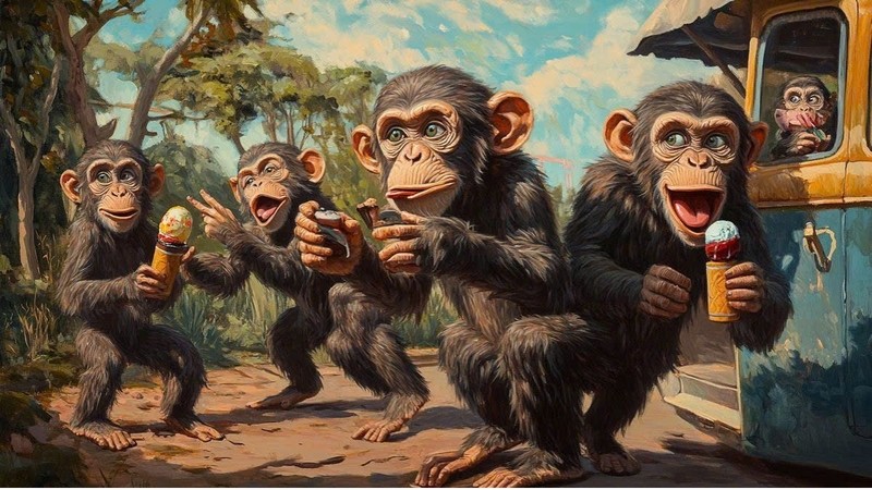 Hình nền khỉ 3D 4K sắc nét, tương phản cao trên màn hình lớn