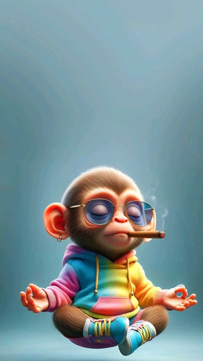 Hình nền khỉ 3D dễ thương tông sáng cho điện thoại, nền khóa nổi bật