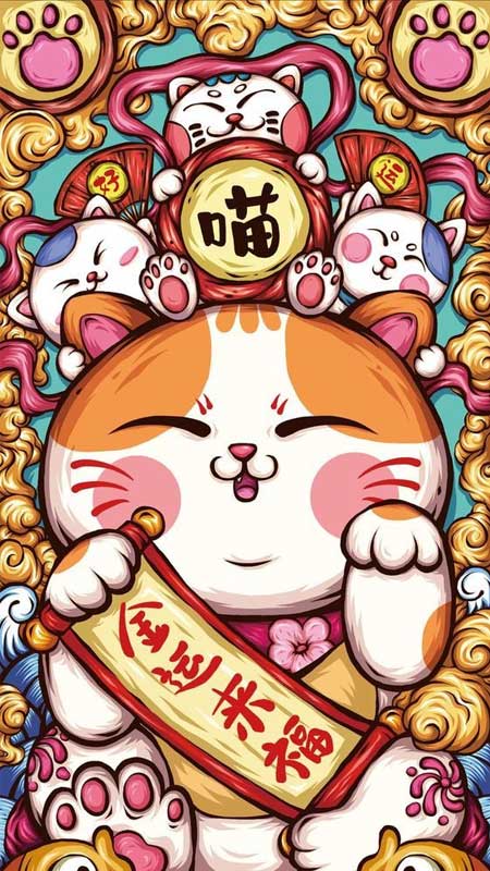Hình nền mèo thần tài đẹp cho điện thoại