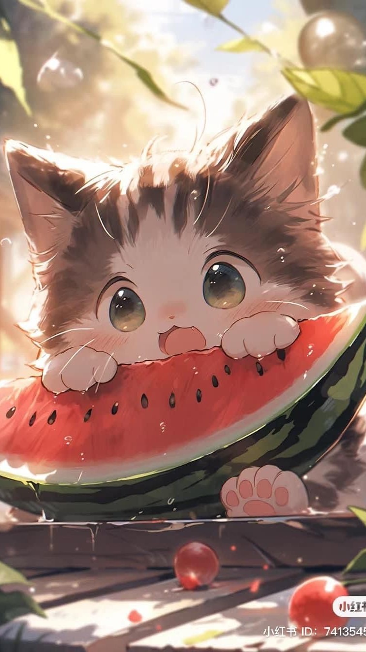 Tải ảnh mèo cute anime, hình nền mèo anime