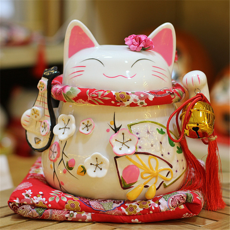 top hình nền mèo thần tài trắng hồng Nhật Bản may mắn