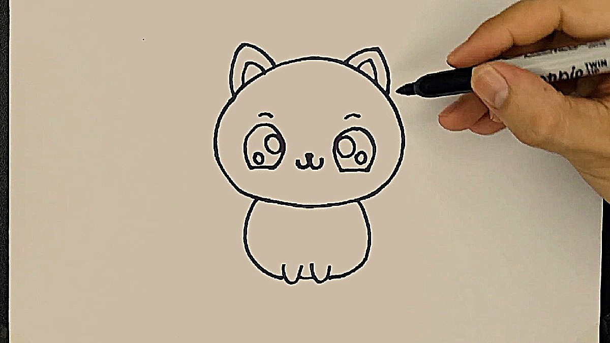 Cách vẽ con mèo đơn giản vẽ thân và chân mèo