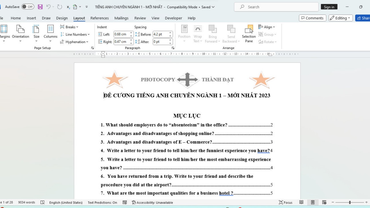 Hướng dẫn in file Word vừa khổ giấy A4 bước 1