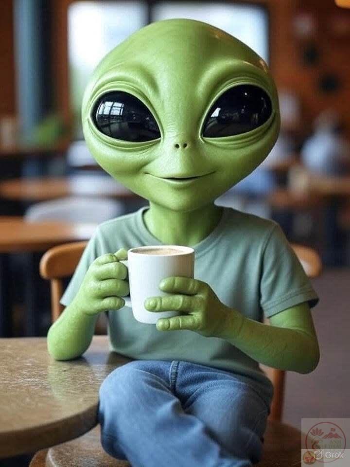 meme người ngoài hành tinh uống trà
