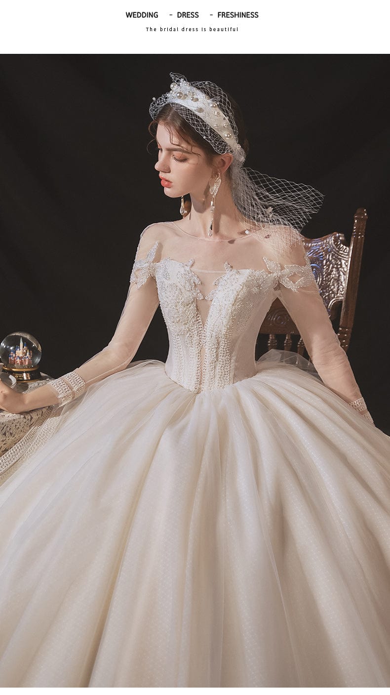 váy cưới trễ vai