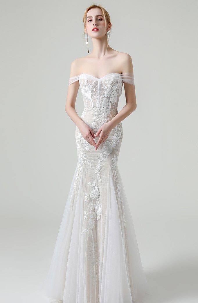 váy cưới trễ vai đơn giản