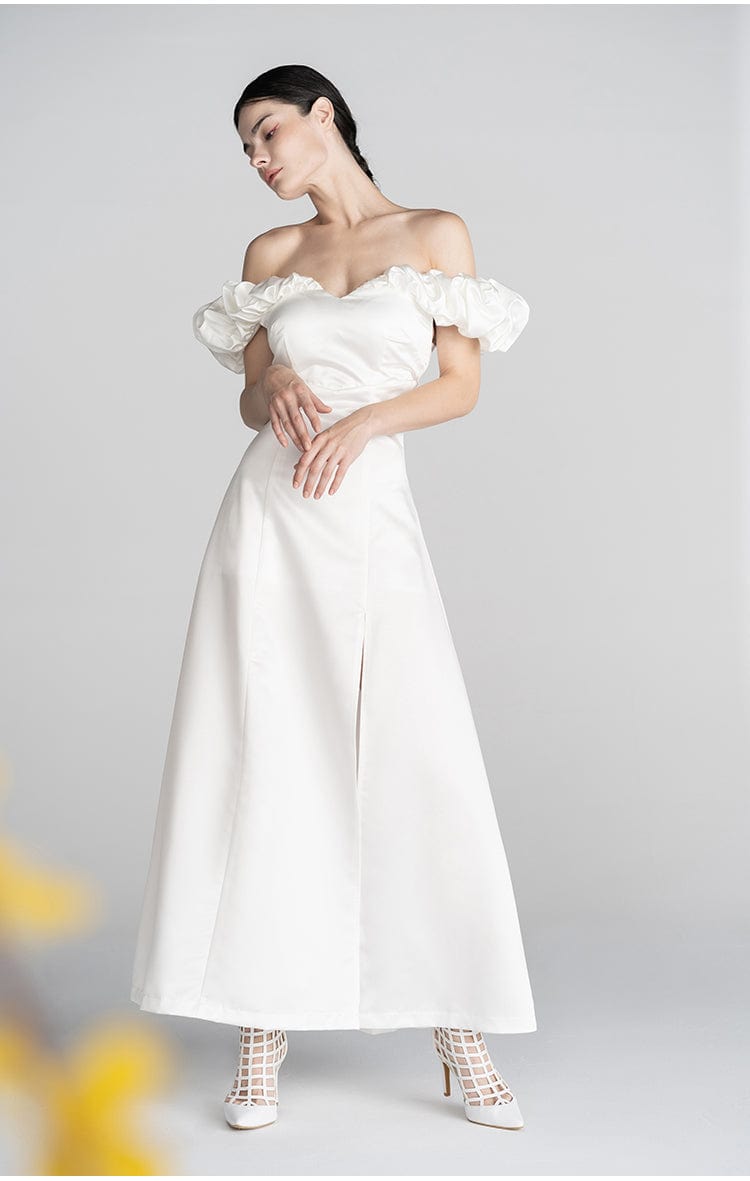 váy cưới trễ vai đơn giản