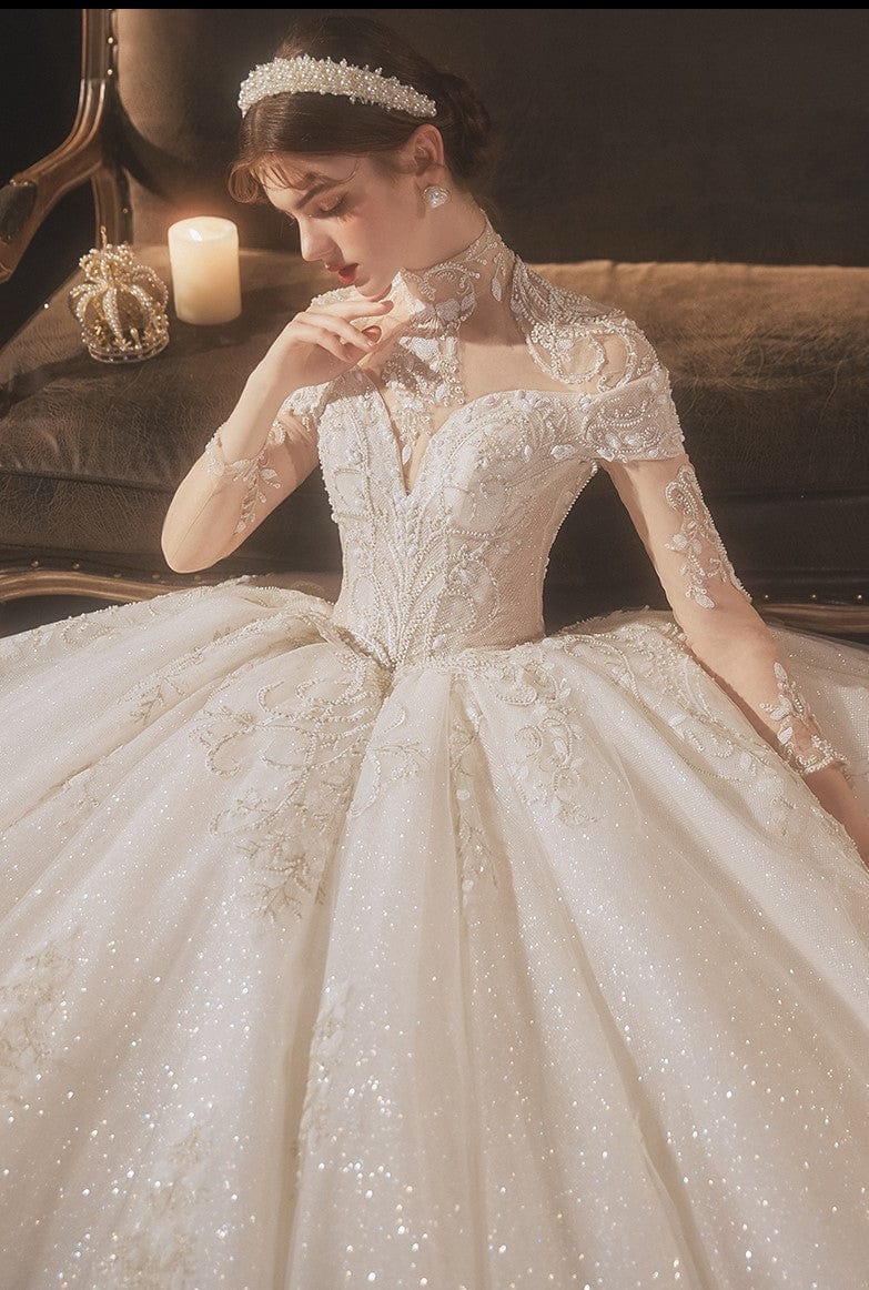 váy cưới trễ vai