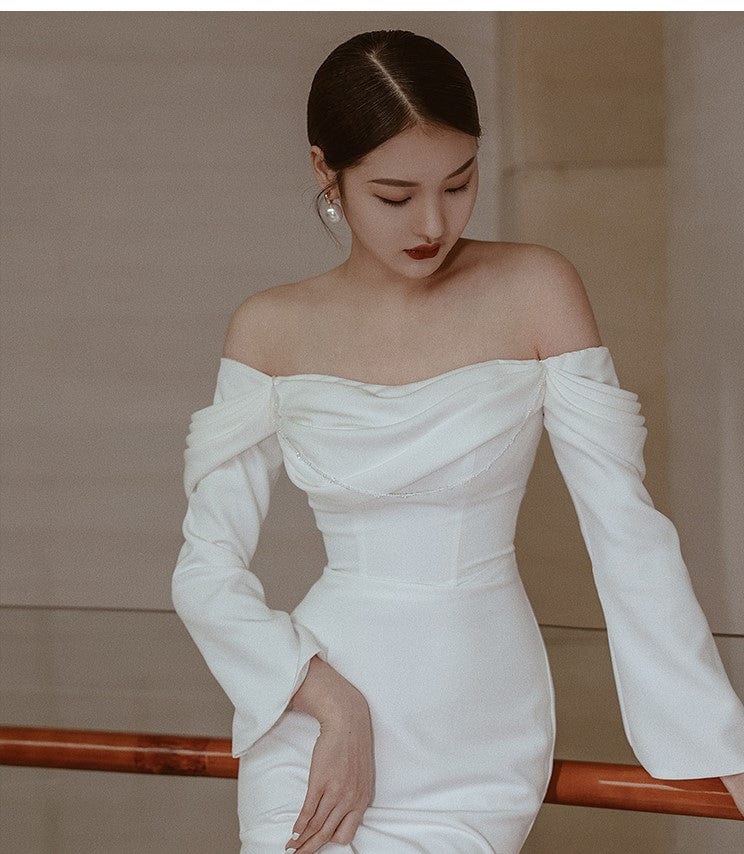 váy cưới trễ vai đơn giản