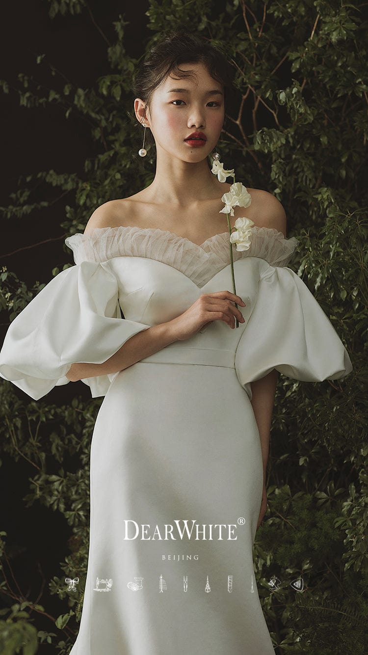 váy cưới trễ vai