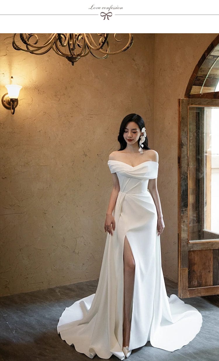 váy cưới trễ vai