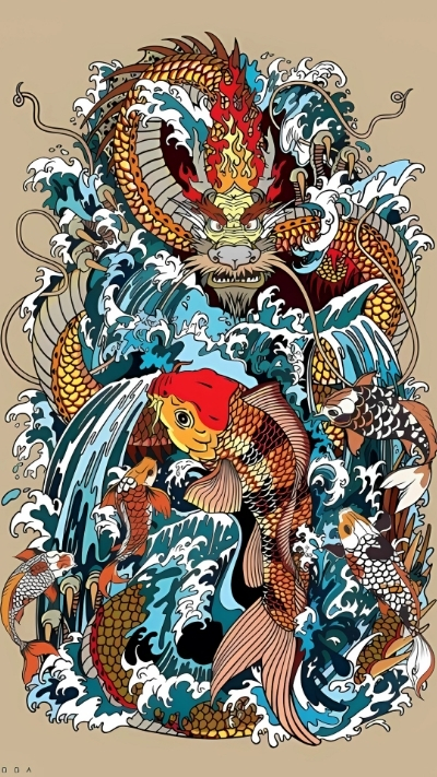 ảnh nền cá chép hoa rồng