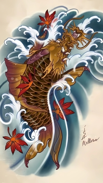 hình nền cá chép hoa rồng lung linh